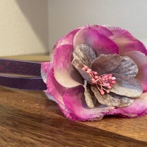 Ann Taylor Belt - in Purple with purple and gray flower